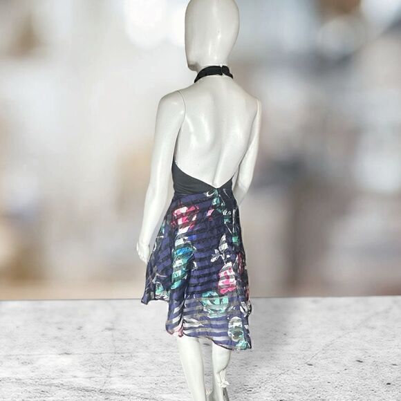 Hot Gal High High Low Sleeveless Black Top Floral Print Bottom - Picture 6 of 8